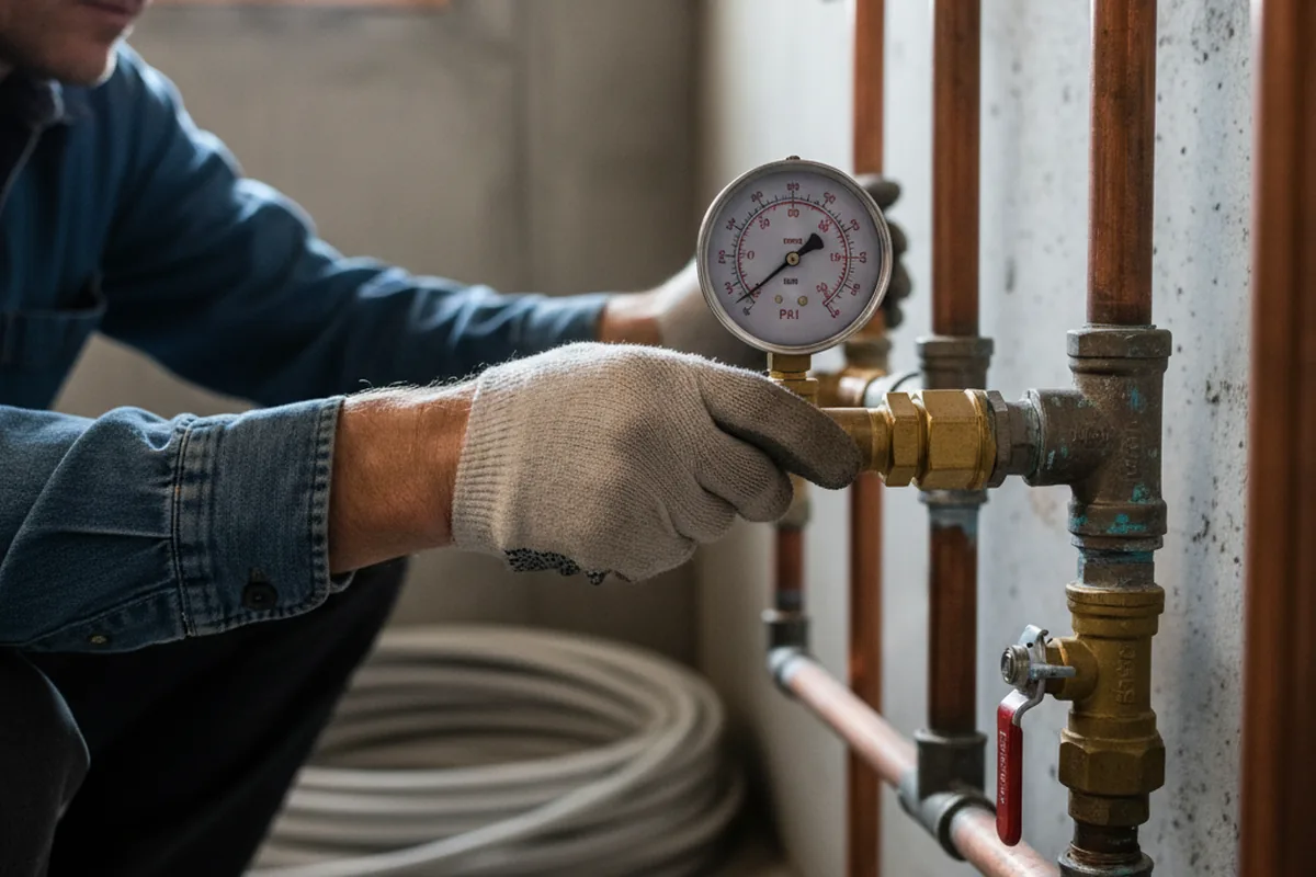 Pressure testing a repaired line during Water Line Repair in Piedmont